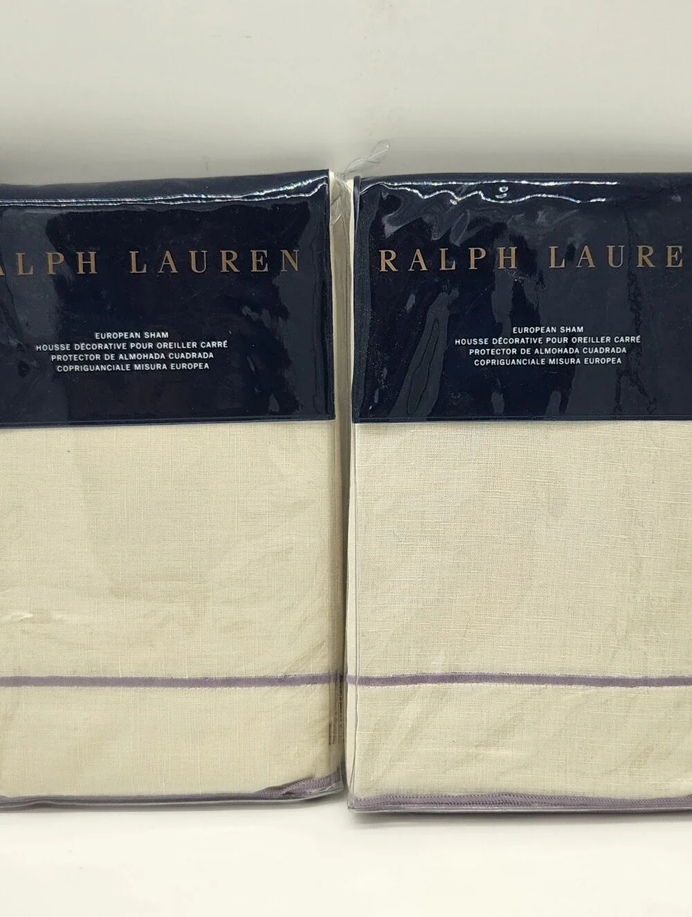 Ralph Lauren Marden Alessandra Euro Shams Set of 2 Cream Linen 26x26 New NWT